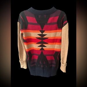 L.A.M.B.  Intarsia Colorful Southwestern Sweater Tunic Dress.